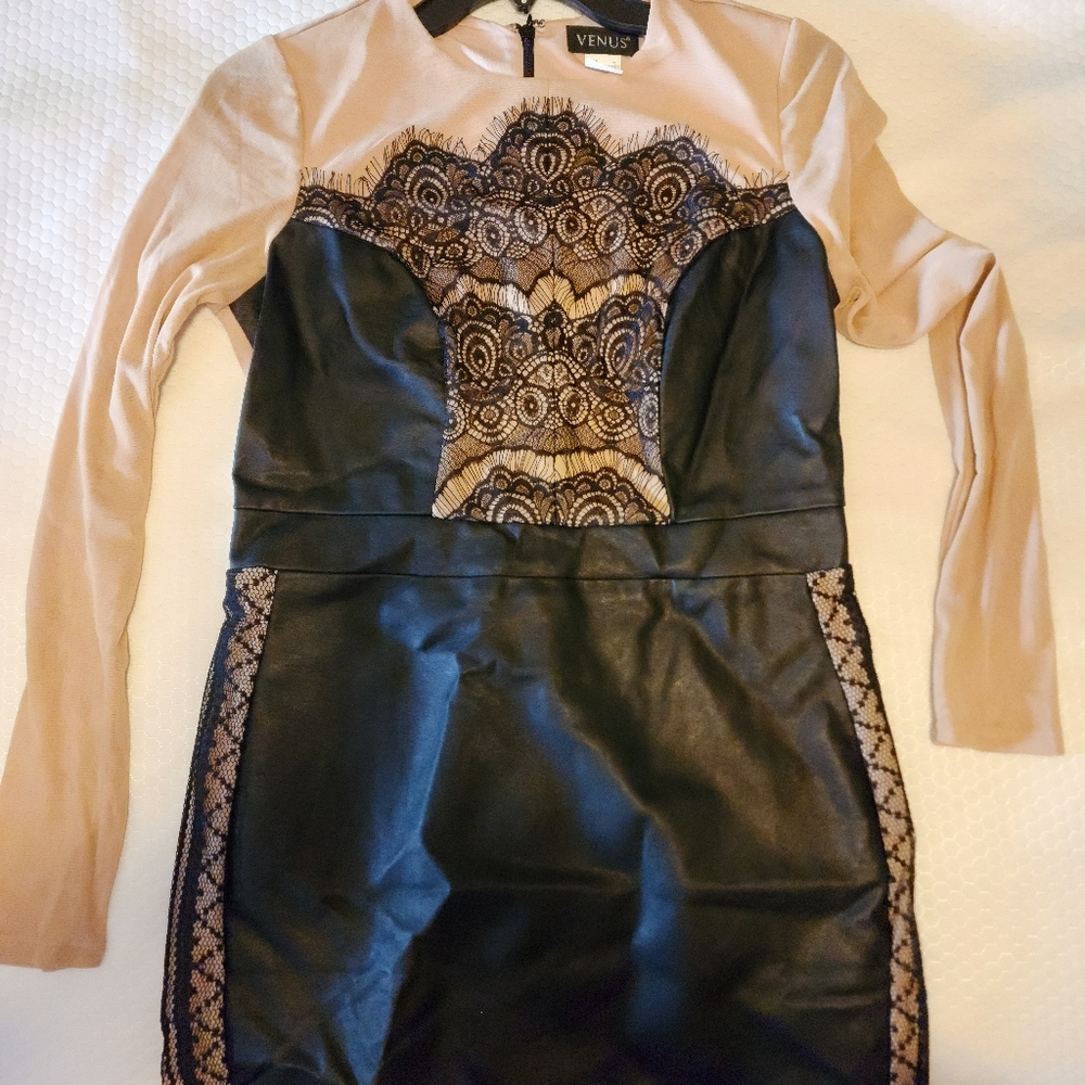 Venus size 6 black and nude mini dress